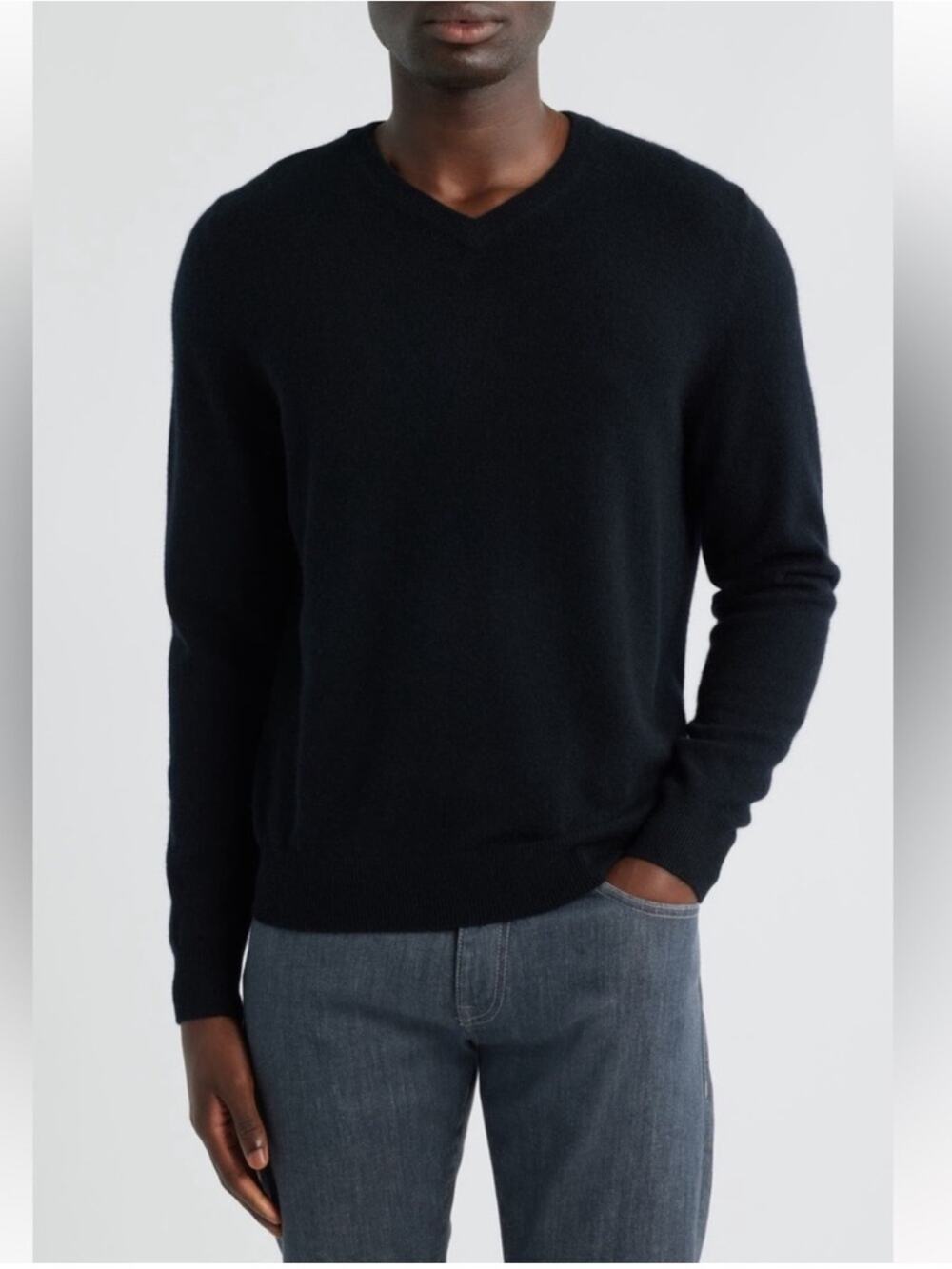 NORDSTROM Men’s Cashmere V-Neck Sweater Size Med